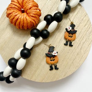 Jack-O-Lantern Earrings, Polymer Clay Halloween Earrings, Clay Pumpkin Earrings, Hypoallergenic and Lightweight Earrings