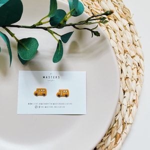 School Bus Stud Earrings: Polymer Clay Teacher Earrings, Hypoallergenic