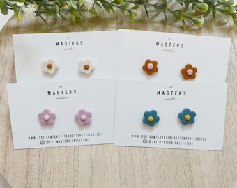 Clay Flower Studs, Polymer Clay Earrings, Daisy Studs, Boho Clay Studs, Hypoallergenic