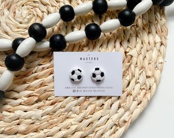 Polymer Clay Soccer Stud Earrings: Hypoallergenic