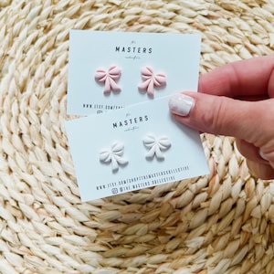 Bow Clay Earrings, Pink Bow Earrings, Clay Earrings, Bow Studs, Polymer Clay Earrings, Lightweight Earrings, Hypoallergenic,