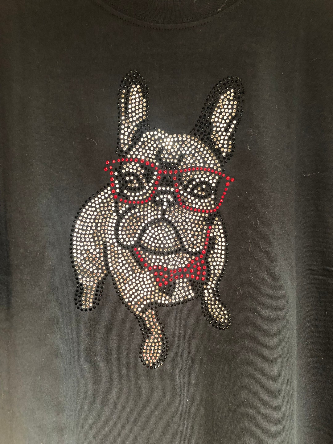 Rhinestone French Bulldog With Glasses on Tee Shirt - Etsy