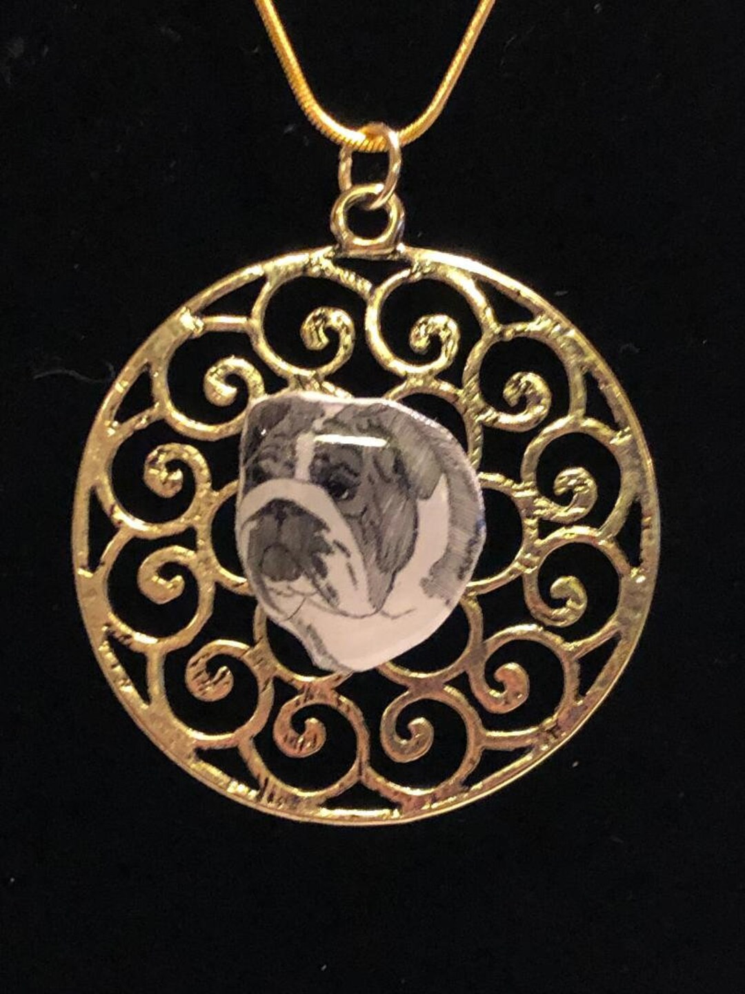 English Bulldog Pendant Etsy
