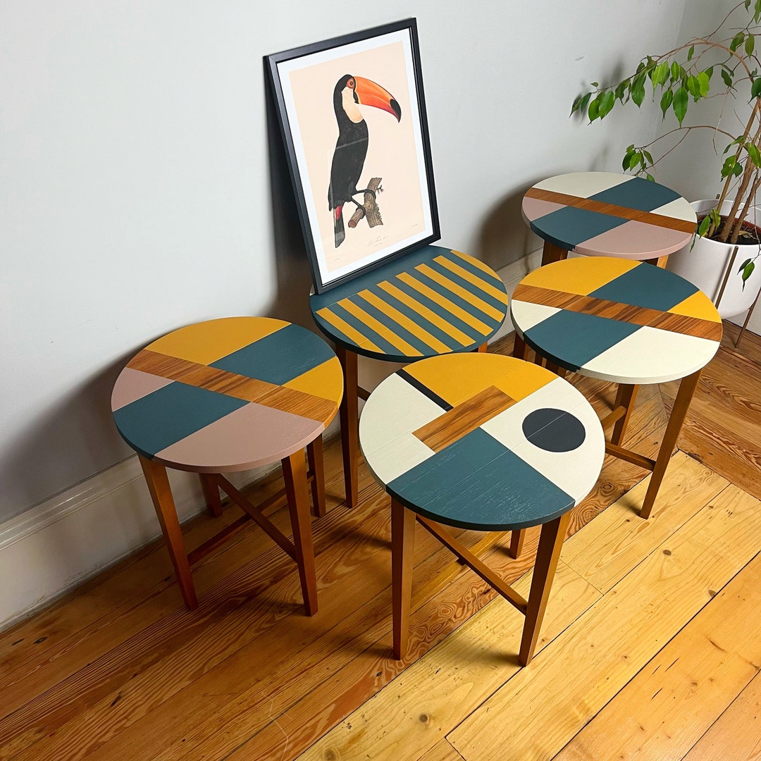 Bespoke Mid-century Folding Side Tables, Bedside Tables, Nightstands ...