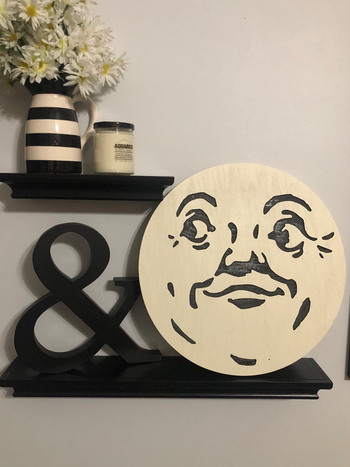 Man in the Moon Wall Decor Moon face Moon Art Rustic Moon Etsy