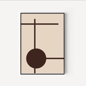 minimalist abstract digital wall print, organic modern printable, brown