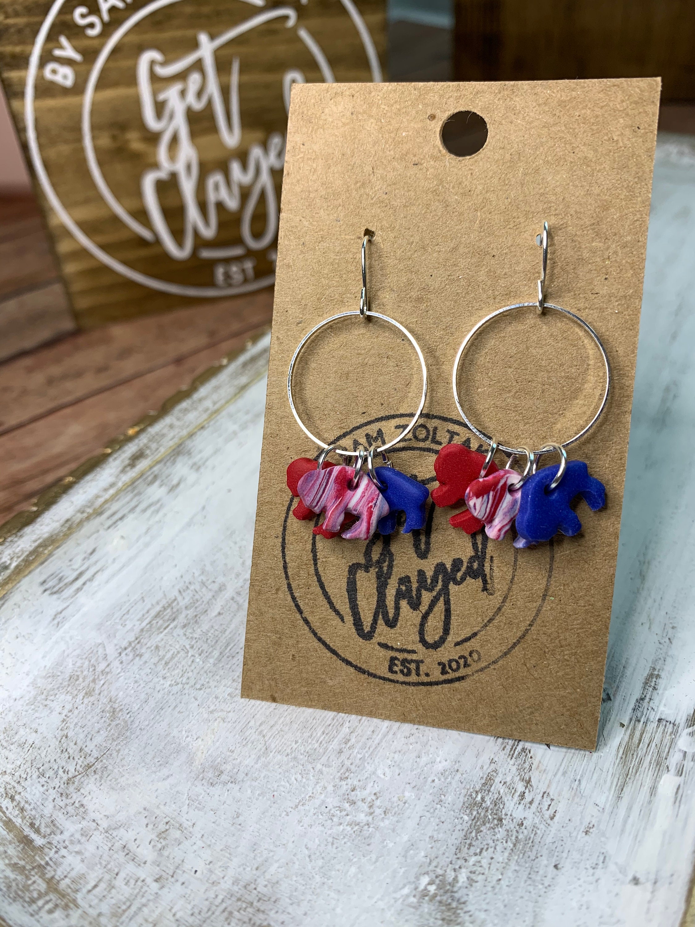 Handmade earrings-Polymer clay- Lightweight- Buffalo Earrings- Bills …