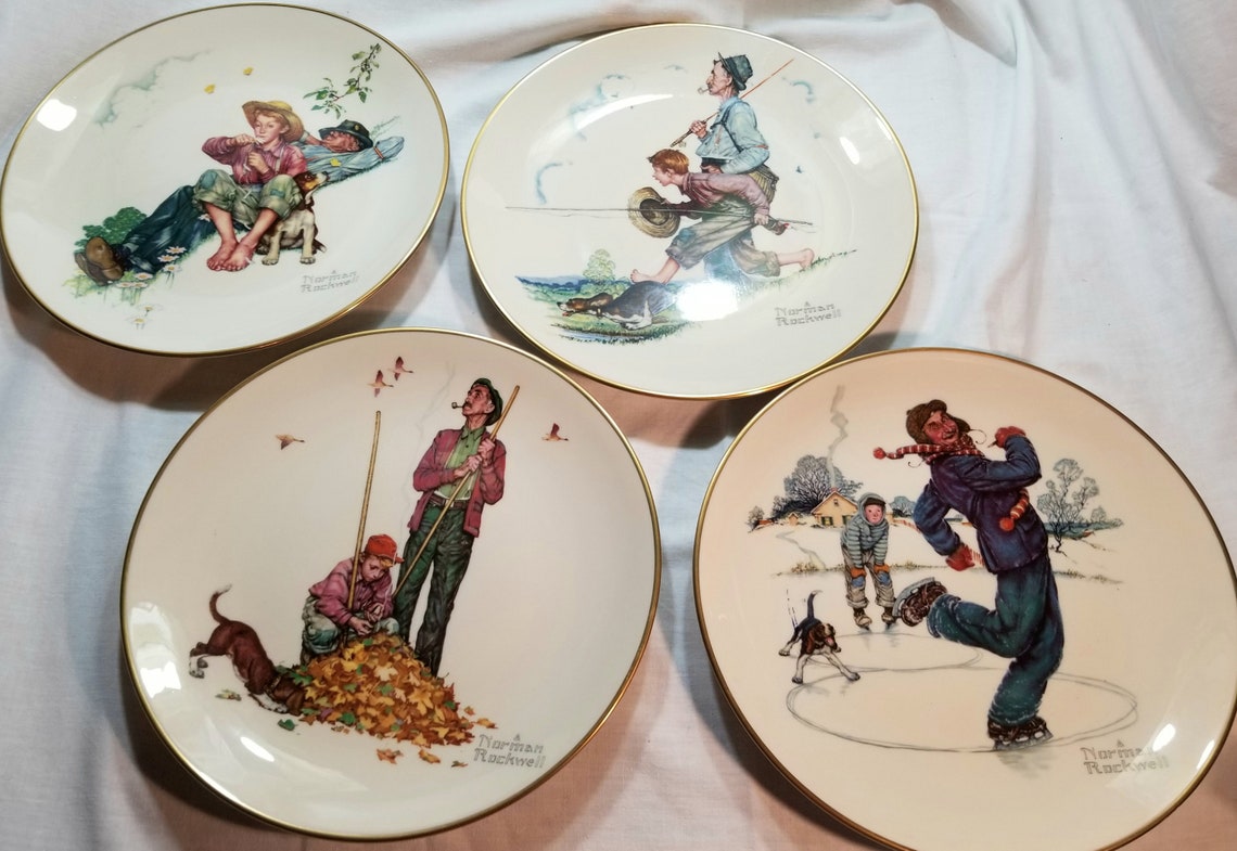 Norman Rockwell Four Seasons 1974 plates Gorham Fine China Etsy
