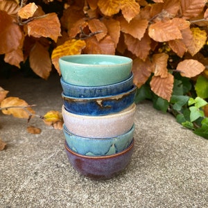 Pinch or dip pots in Green / Blue / Purple / Pink / Matte blue, ceramic stoneware handmade