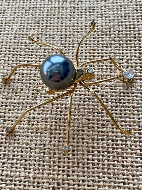 Gold Tone Spider Pin Brooch - image 3