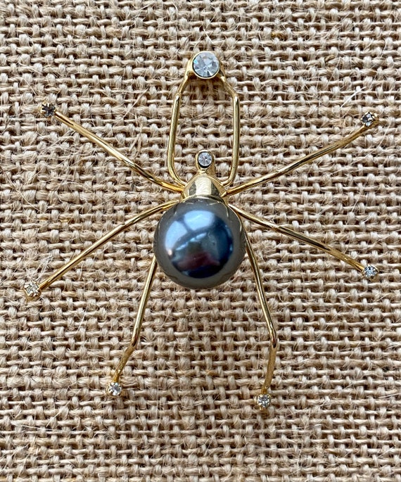 Gold Tone Spider Pin Brooch - image 2