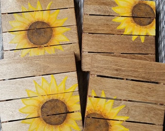 Sunflower Pallet Coasters