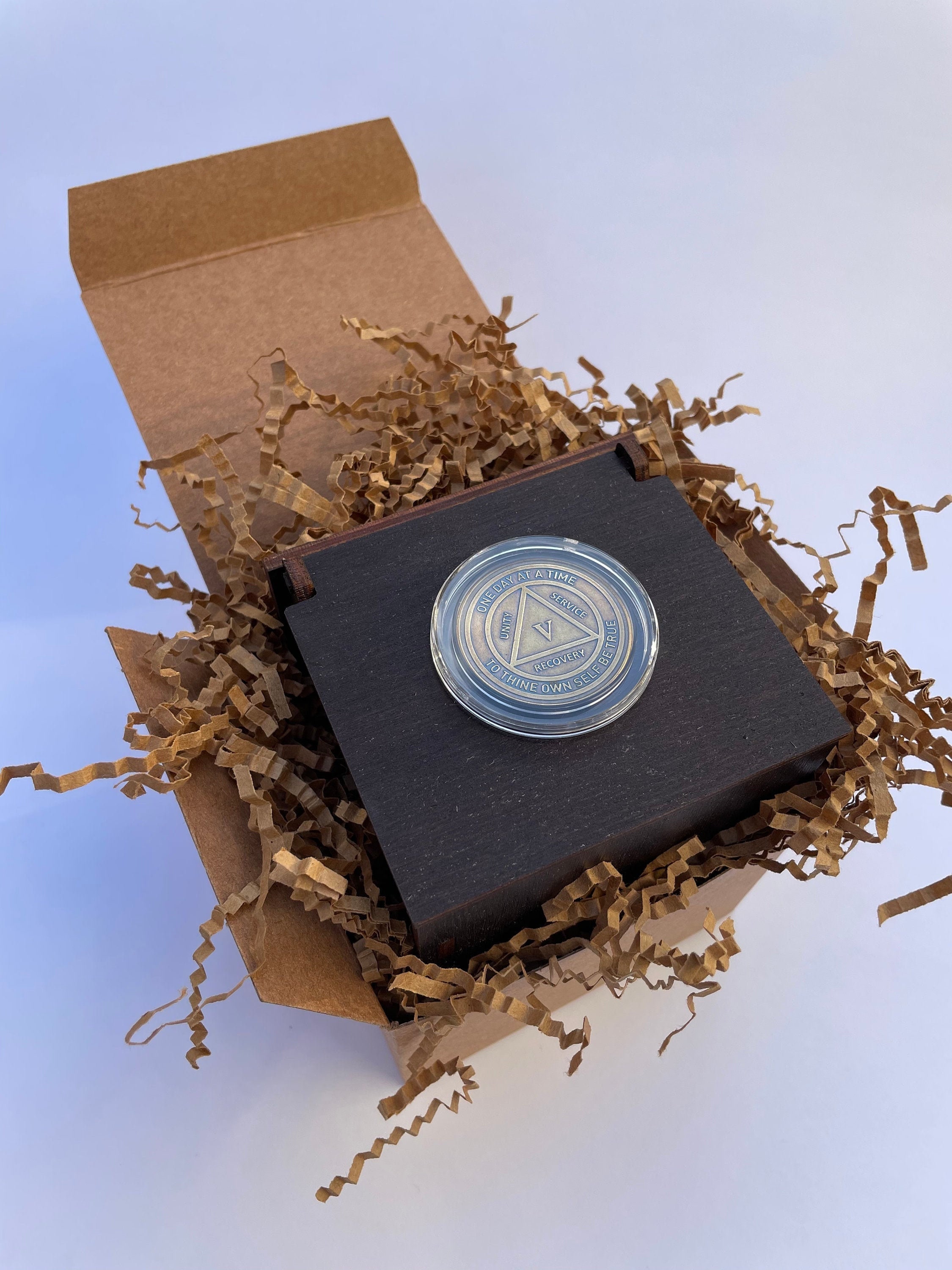 FREE COIN aa chip holder display box aa alcoholics Etsy