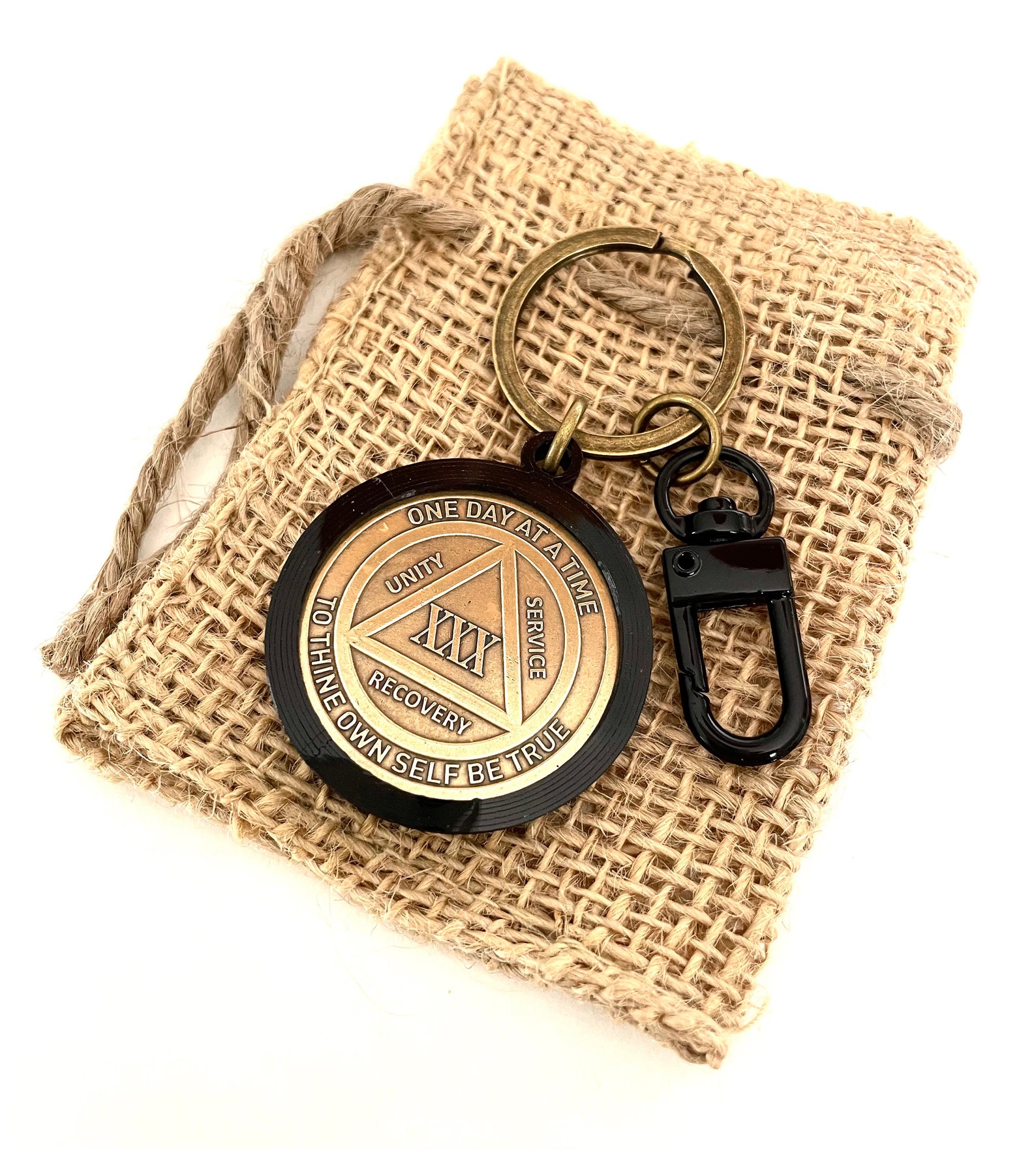 Aa chip holder keychain sobriety coin sober anniversary Etsy
