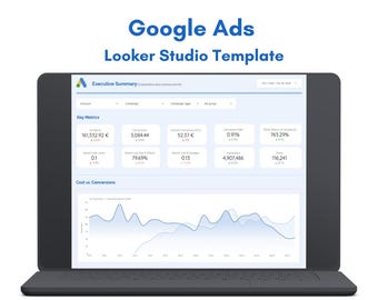 Tableau de bord de reporting Google Ads – Modèle Looker Studio B2B | Analyse des performances et de la croissance de niveau agence | Tableau de bord des indicateurs clés de performance (KPI) de génération de leads