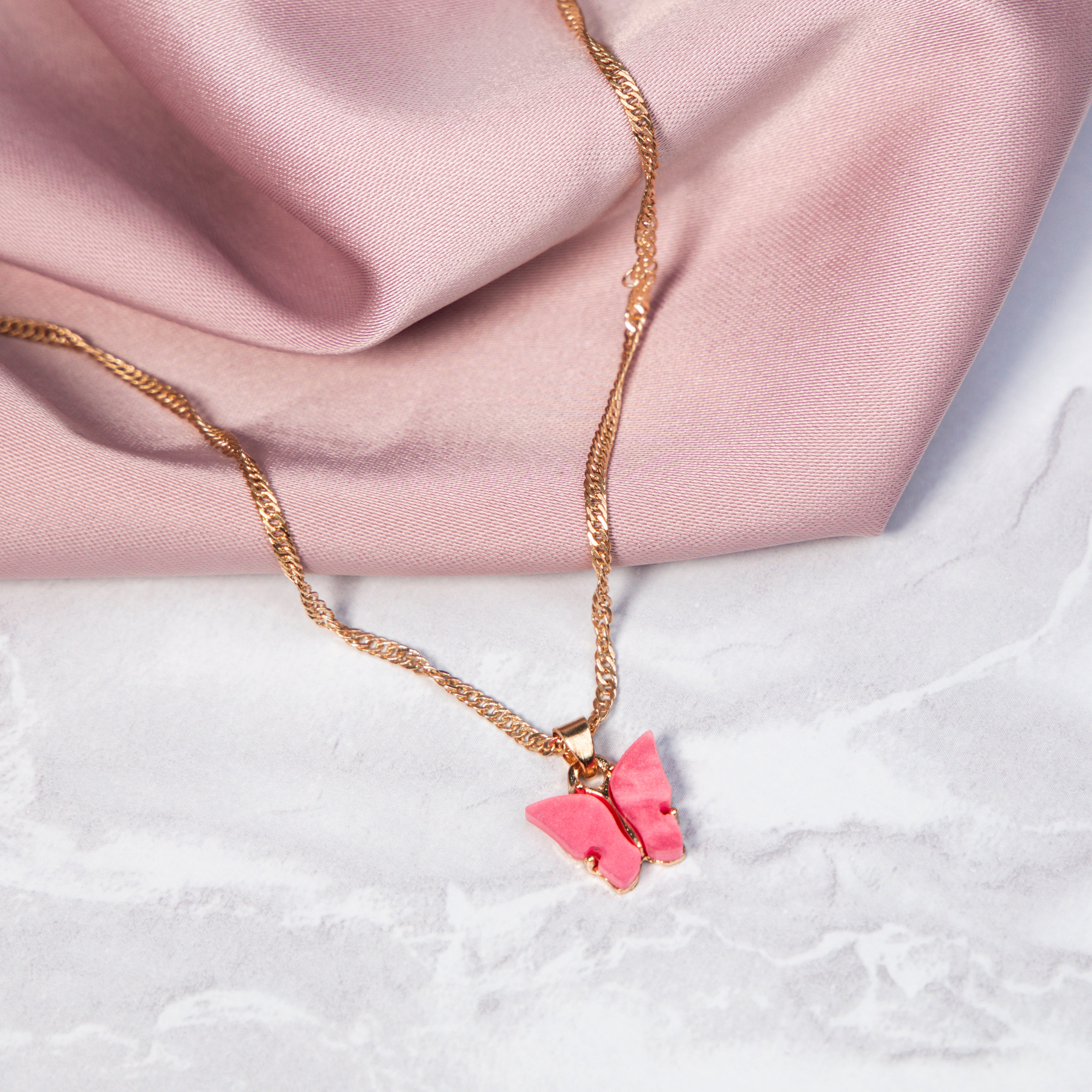 Pink Butterfly Necklace for Women Girls Butterfly Jewelry Etsy