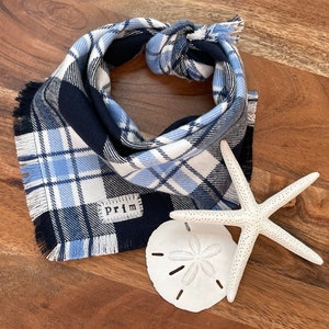 Navy, Blue and White Tartan Plaid Dog Bandana, Winter, Personalized, Cat Bandana, Pet Accessory, Dog Scarf, Tie On Dog Bandana