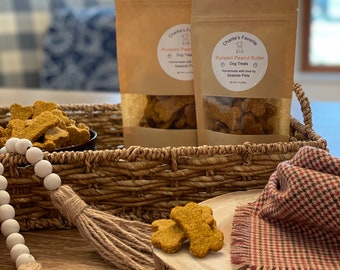 All Natural Dog Treats, Charlie's Favorite Pumpkin Peanut Butter Dog Treats, Handmade, Freshly Baked, Gluten Free, All Organic Ingredients