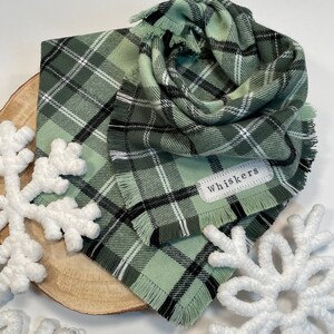 Green and Black Plaid Dog Bandana, Frayed, Flannel Dog Bandana, Spring, Hiking Dog Bandana, Summer, Fall, Winter, Pet Bandana, Gotcha Day image 9