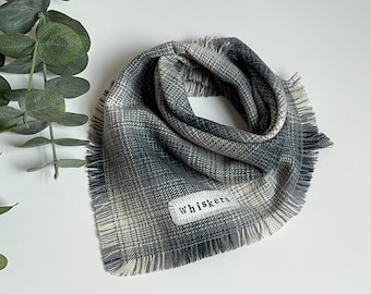 Gray Blur, Gray and Blue Tartan Plaid, Flannel, Winter Dog Bandana, Cat Bandana, Personalized Pet Accessory, Pet Scarf, Fall, Pet Bandana