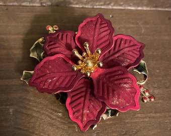 CLEARANCE-3 Cloisonne DOGWOOD,IRIS DAFFODIL,POINSETTIA PIN BROOCH-Exclusive-New