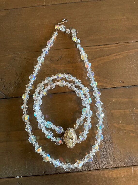 Vintage Crystal Necklace and Double Strand Crysta… - image 1