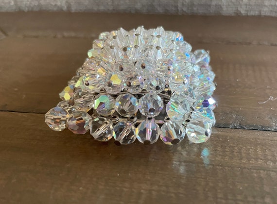 Vintage Large Clear Rhinestone Tiered Brooch - image 2