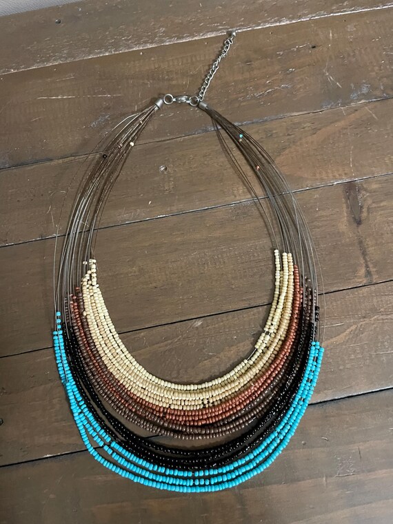 Adjustable Multi Strand Multi Color Seed Bead Nec… - image 4