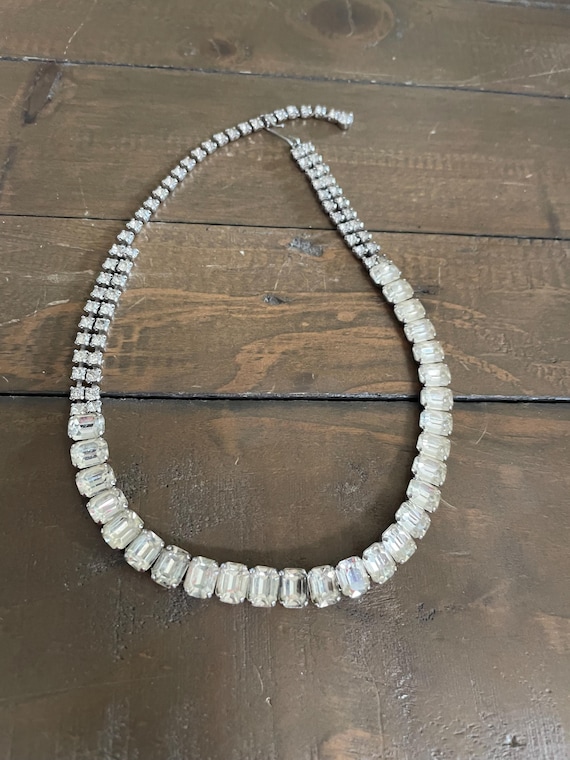 Rhinestone Adjustable Choker Necklace - 15" - image 1