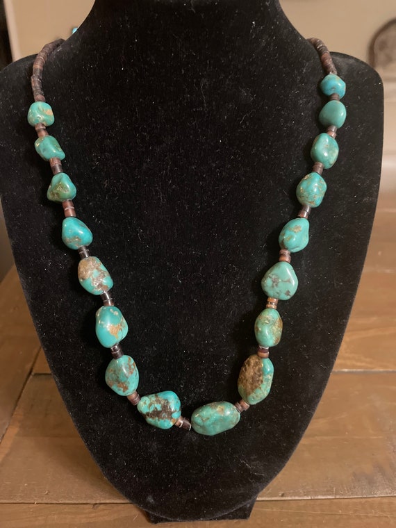 Vintage 22" Artisan Turquoise & Beaded Necklace