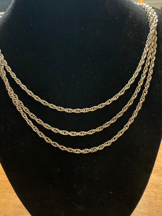 Silver Tone Multi  Strand Adjustable Necklace - image 2