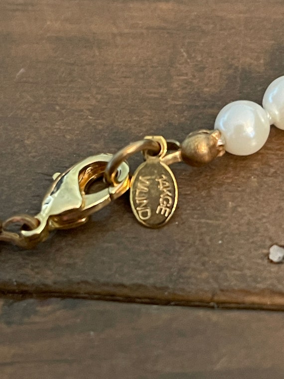 14k GE Gold Filled Lind Clasp Faux Pearl Bracelet - image 3