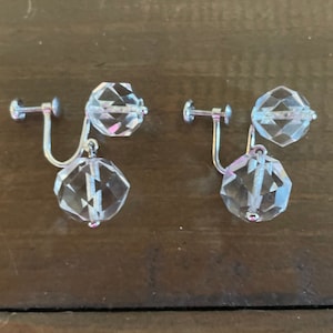 Vintage Pair of Sterling Silver HSB Crystal Screw Back Earrings