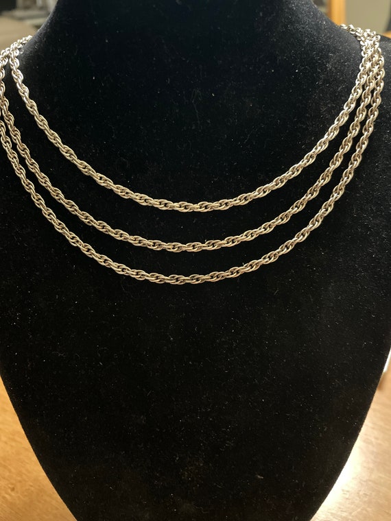 Silver Tone Multi  Strand Adjustable Necklace - image 1