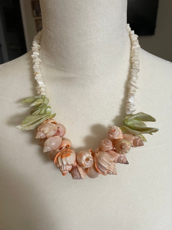 Vintage Pink Shell Necklace & Earrings