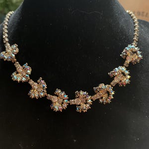 Vintage Aurora Borealis Rhinestone Necklace & Clip Earrings