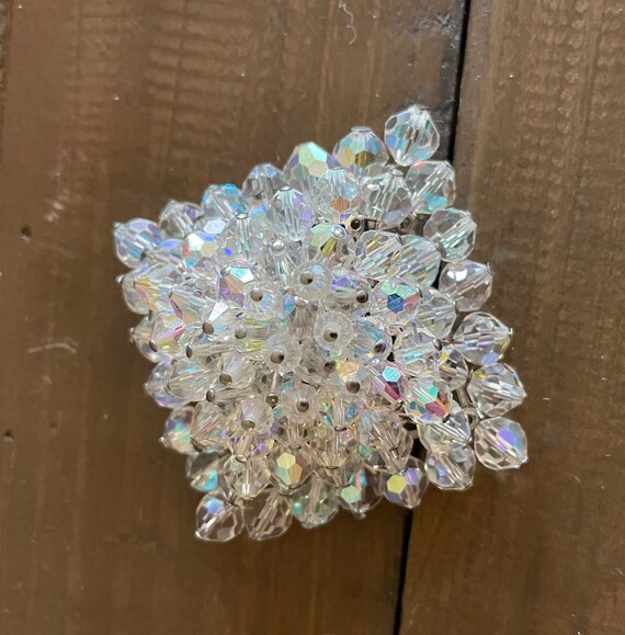 Vintage Large Clear Rhinestone Tiered Brooch - image 3