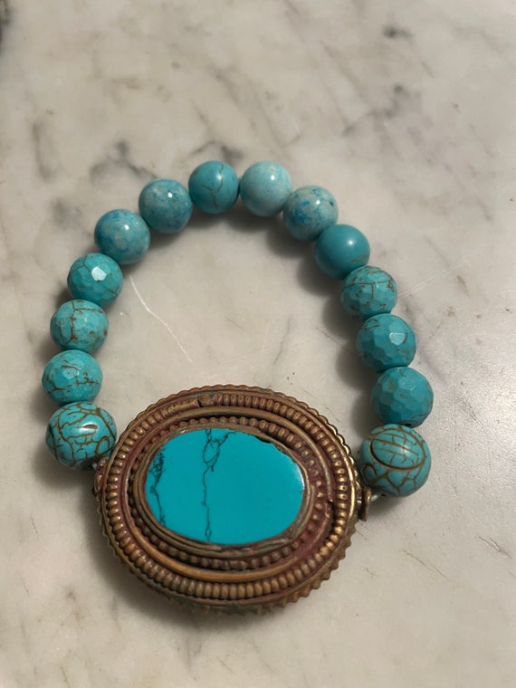 Vintage Turquoise & Beaded Bracelet