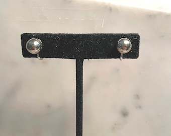 Vintage Silver Tone Ball Screw back Earrings