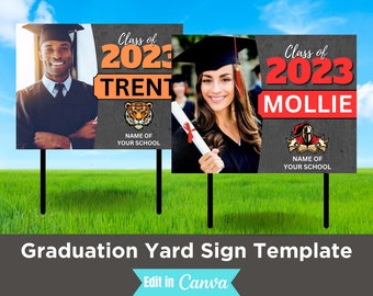 Graduation Yard Sign Poster Template, Customize in Canva, Print Yourself