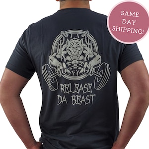Funny Cajun TShirt Cajun Werewolf Working Out Release The Beast Workout Graphic T-shirt Cajun Workout Tees