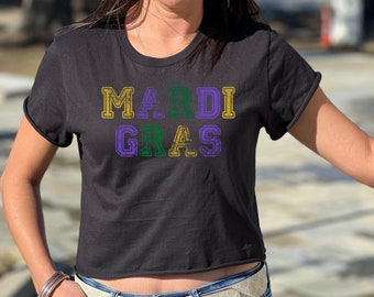 mardi gras crop shirt