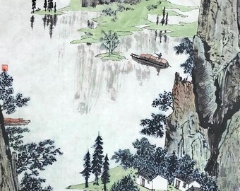 林建忠 河水画 中国水墨水彩画 サイン入り - Etsy 日本