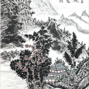 Autumn Mountain Forest, Original Chinese Ink and Wash Painting, Hand Painting, Chinese Landscape Wall Hangings Home Decor (Unframed)