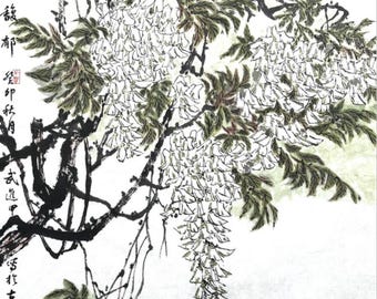 Fragrance.Original Chinese painting of flowers and birds, perfect for home decor or as a gift. Customization available (Unframed)