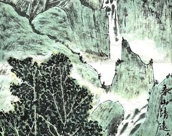 Serene Spring Mountains.Original Chinese landscape painting, perfect for home decor or as a gift. Customization available(Unframed)