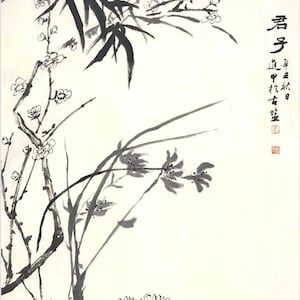 Die vier Herren.Original chinesische Malerei von Blumen und Vögeln, ein einzigartiges Geschenk für Wohnkultur. Anpassung verfügbar (Ungerahmt)
