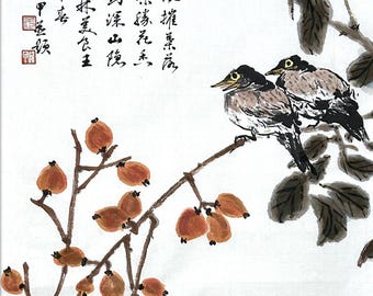 Original Chinese Ink and Wash Painting Hand Painting Chinese Wall Hangings Home Decor Unique Gift Customizable (Unframed)