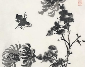 Autumn Bird.Original Chinese painting of flowers and birds, perfect for home decor or as a unique gift. Customization available (Unframed)
