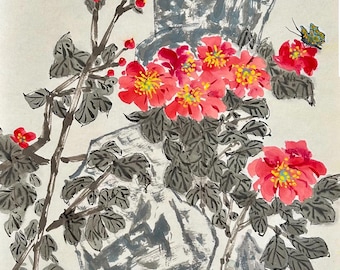 Original Chinese Ink and Wash Painting Hand Painting Chinese Wall Hangings Home Decor Unique Gift Customizable (Unframed)